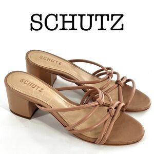 Schutz Princey Tan Strappy Leather Sandals Size 8.5